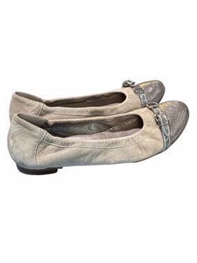 AGL Attilio Giusti Beige Shimmer Flats Shoes 37.5